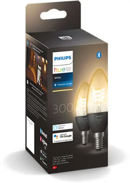 Becuri inteligente Philips - Hue, 4.5W, E14, B35, 2 buc, dimmer