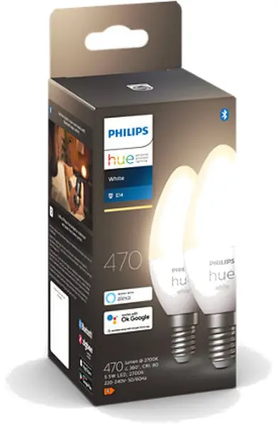 Becuri inteligente Philips - Hue, .5W, E14, B39, 2 buc, dimmer