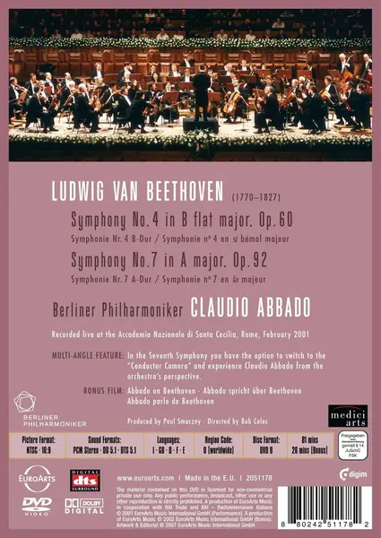Beethoven: Symphonies 4 & 7 (DVD) | Berliner Philharmoniker, Claudio Abbado