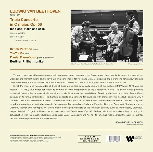Beethoven: Triple Concerto - Vinyl | Itzhak Perlman, Yo-Yo Ma, Daniel Barenboim, Berliner Philharmoniker