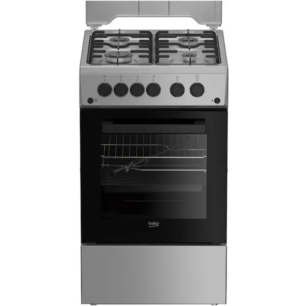 Beko Aragaz Beko FSGT52110DXON, Gaz, 4 arzatoare, Aprindere electrica plita/cuptor, 50 cm, Inox