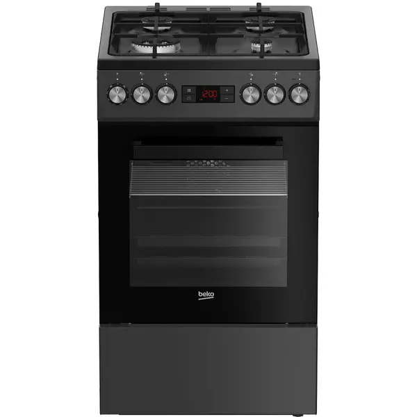 Beko Aragaz Beko FSM51330DAOT, 3 arzatoare +Wok, plita gaz, cuptor electric, 60l, latime 50 cm, Antracit