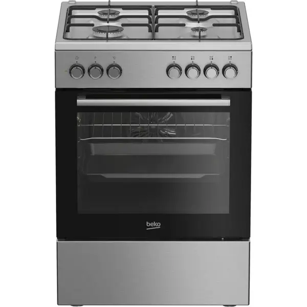Beko Aragaz cu gaz BEKO, independent, 60 cm, 4 arzatoare, cuptor electric, Argintiu