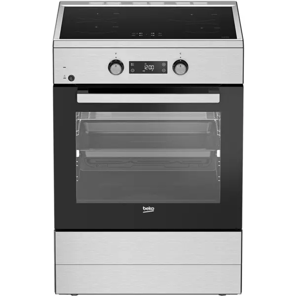 Beko Aragaz electric Beko cu plita cu inductie, cuptor electric multifunctional cu 8 functii, curatare SteamShine, geam interior detasabil, LED display Good plus, Steam assisted cooking, grill electric, gatire 3D, Defrost, iluminare cuptor, Timmer, Inox