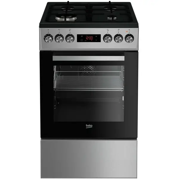 Beko Aragaz mixt Beko FSM51331DXDTN, 4 arzatoare, Clasa A, Grill electric, 3D Cooking, Siguranta flacara, Culoare Inox