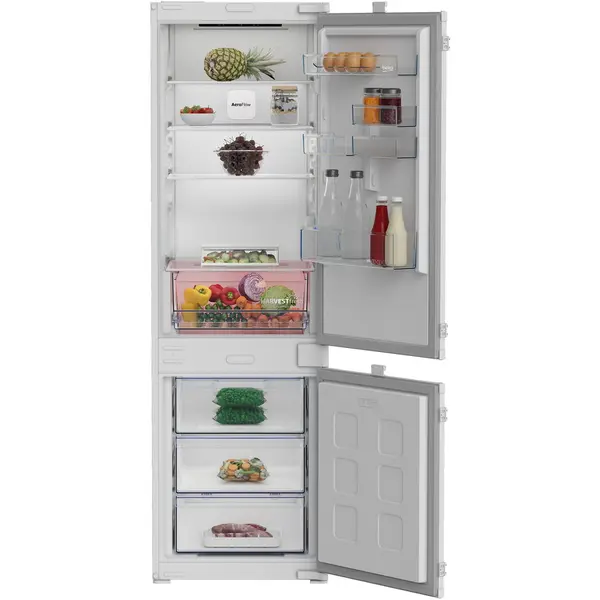 Beko Combina frigorifica incorporabila Beko B3BCNA294HS, 270 l, No Frost, H 177.5 cm, Clasa E, Vacation Mode, HarvestFresh, Alb