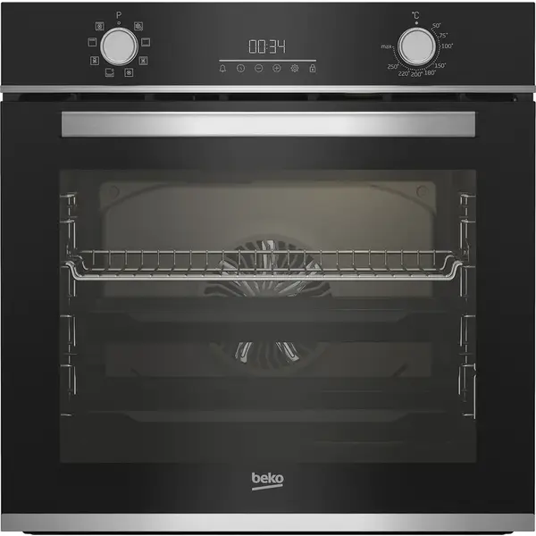 Beko Cuptor incorporabil Beko BBIM13300XM, Electric, 72 l, Autocuratare catalitica, Display touch control, SteamShine Cleaning, Grill, 3D Cooking, Clasa A, Sticla neagra