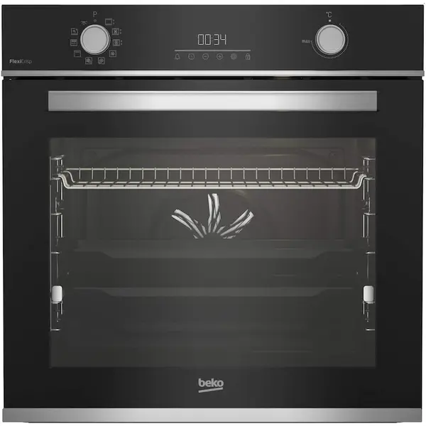 Beko Cuptor incorporabil Beko BBIM13300XMPSEF, Electric, 72 l, Autocuratare pirolitica, FlexiCrisp, AEROperfect, RecycledNet, SteamShine Cleaning, Rafturi telescopice, SoftClose door, Grill, 3D Cooking, Clasa A+, Negru