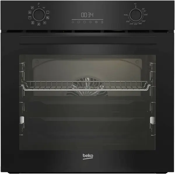 Beko Cuptor incorporabil Beko BBIM18302BCSE, Electric, Autocuratare catalitica, 72 l, Clasa A+, RecycledNet, AEROperfect, Rafturi telescopice, Soft close door, Touch si Butoane, Grill, Negru