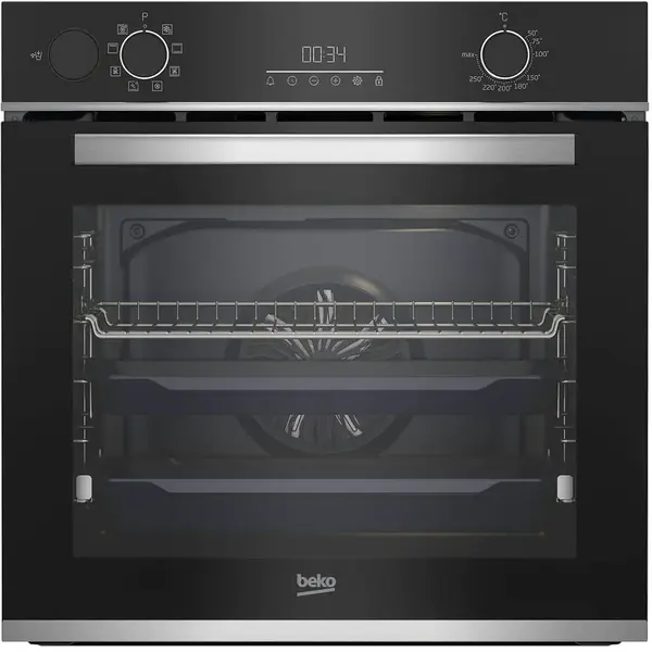 Beko Cuptor incorporabil Beko BBIS13300XMSE, Electric, Autocuratare catalitica, 72 l, Clasa A+, AeroPerfect, Grill, 3D Cooking, Steam Assisted Cooking, Steam Shine Cleaning, SoftClose, Negru