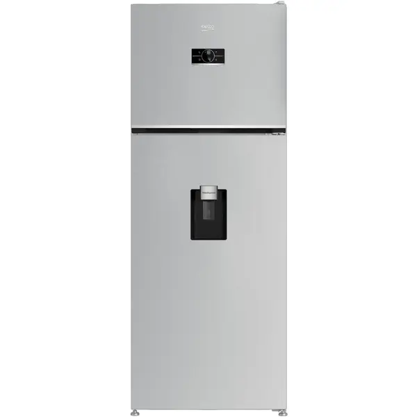 Beko Frigider cu doua usi Beko B5RDNE504LDM, 477 l, HarvestFresh™, AeroFlow™, Everfresh+®, No Frost, Slim tank water dispenser, Display, Clasa E H 186,5 cm, Glossy Grey