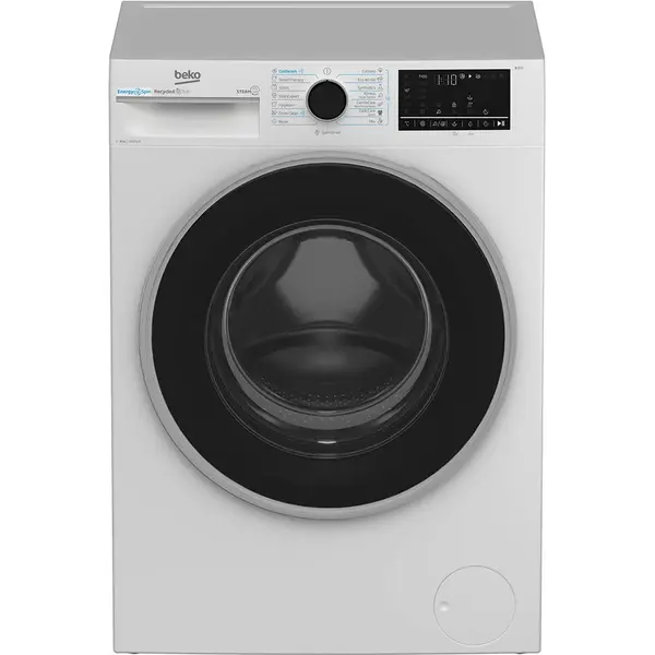 Beko Masina de spalat rufe Beko, 8kg, Clasa A, 1400rpm, Motor ProSmartInverter, 15 programe, EnergySpin, SteamCure, ColdWash, Display, Alb