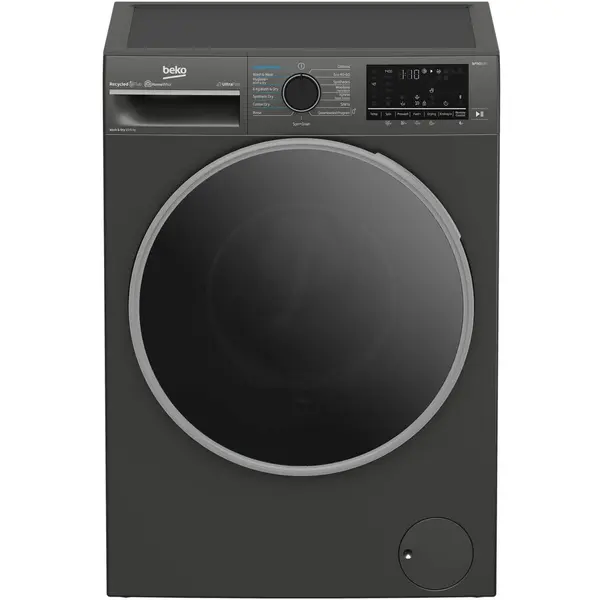 Beko Masina de spalat rufe cu uscator BEKO B5DFT510442M, 10 kg spalare, 6 kg uscare, Clasa A, 1400 RPM, Motor ProSmart Inverter, HomeWhiz, SteamCure, UltraFast, AddXtra, Gri