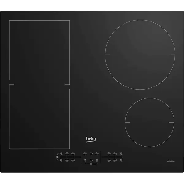 Beko Plita incorporabila Beko HII64200FMT, Inductie , 4 zone de gatit, IndyFlex, Booster, Touch control 9 trepte, ANTI-OVERFLOW SYSTEM, 60 cm, Negru