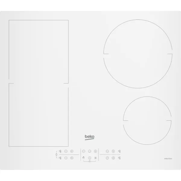 Beko Plita incorporabila Beko HII64200FMTW, Inductie , 4 zone de gatit, IndyFlex, Booster, Touch control 9 trepte, 60 cm, Alb