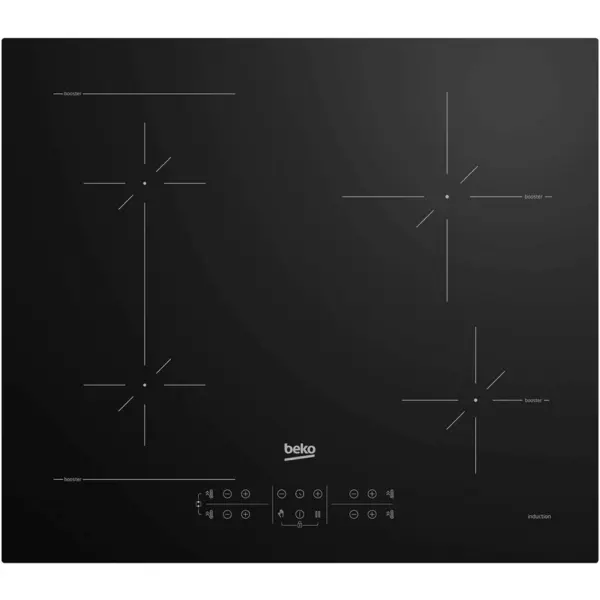 Beko Plita incorporabila Beko HII64200SFMT, Inductie, 4 zone de gatit, Booster, Touch control, Stop & Go, OverHeat Safety System, Auto Shutdown, 60 cm, Negru