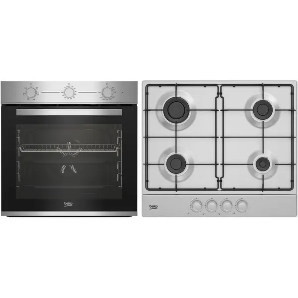 Beko Set Cuptor incorporabil Beko BBSE12130XD, Electric, 71 l, Clasa A, Booster, Fan Assisted cooking, SteamShine Cleaning,Timer, Inox + Plita incorporabila Beko HIAG64223SX, Gaz, 4 arzatoare, High-Efficiency Gas Burner, 60 cm, Inox