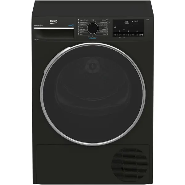 Beko Uscator de rufe Beko B3T68239MG, 8 kg, 16 programe, Clasa A++, Pompa de caldura EcoGentle™, Steamcure, RecycledDry, Outdoor/Sports, Gri
