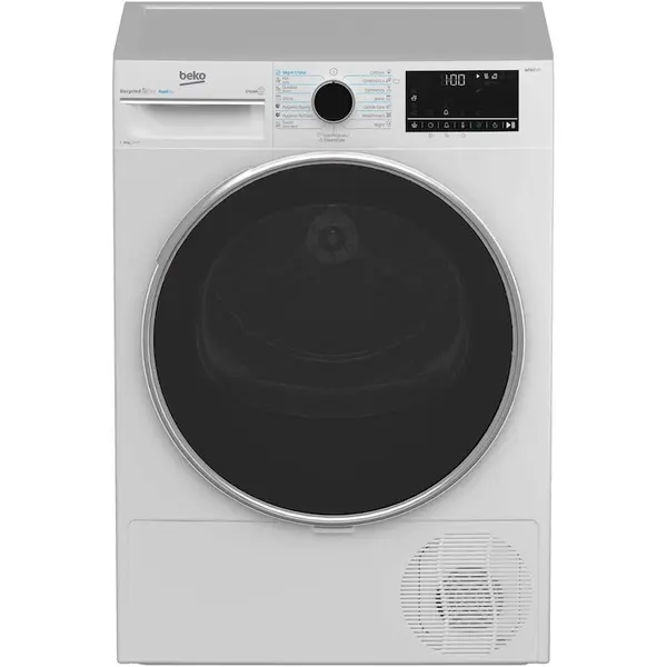 Beko Uscator de rufe Beko B5T68247, Pompa de caldura, 8 kg, 15 programe, Clasa A+++, RapiDry, RecycledDry, SteamCure, Motor ProSmart Inverter, AquaWave, OptiSense, GentleCare, Alb