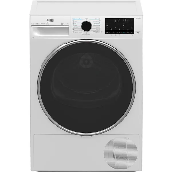 Beko Uscator de rufe BEKO B5T69233WEU, 9 kg, 15 programe, HomeWhiz, Steam Refresh, Pompa de caldura, Clasa C, Alb