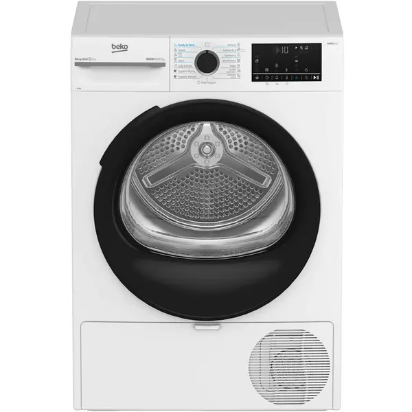 Beko Uscator de rufe Beko BM5T49243W, Pompa de caldura, 9 Kg, 15 programe, Clasa C, Motor ProSmart Inverter, Aquawave, Ready to Wear, Alb
