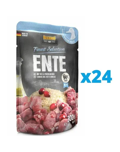 BELCANDO Finest Selection hrana umeda caini adulti, cu rata si merisoare 24x300 g