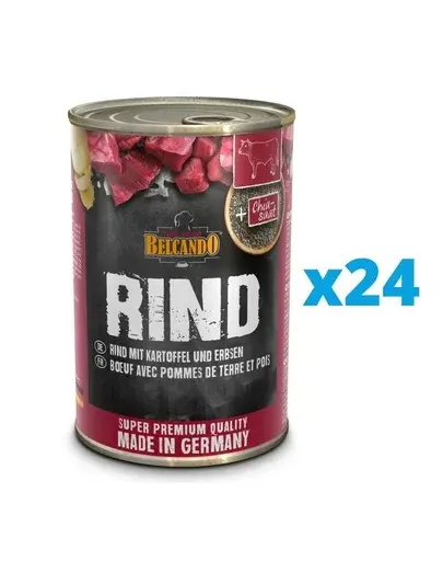 BELCANDO Super Premium set hrana umeda caini adulti, cu vita si cartofi 24x400 g