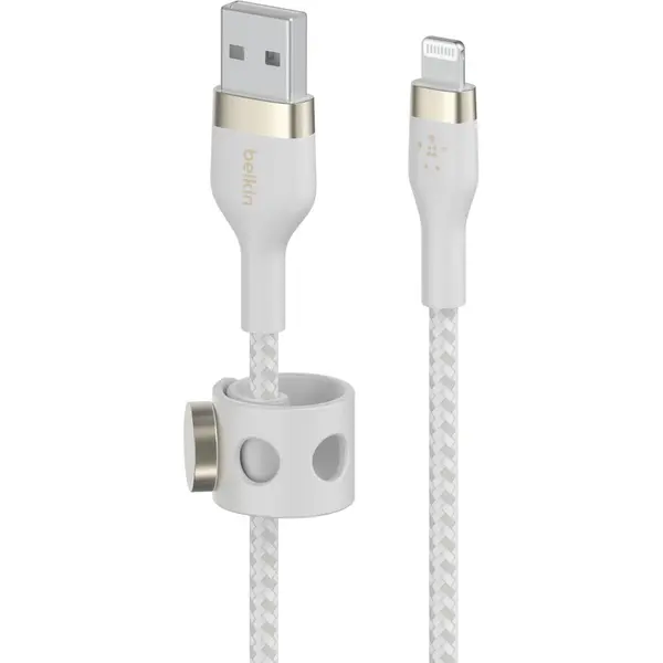 Belkin Belkin BOOST CHARGE PRO Flex USB-A to LTG, Braided Silicone Cable - 2M - White