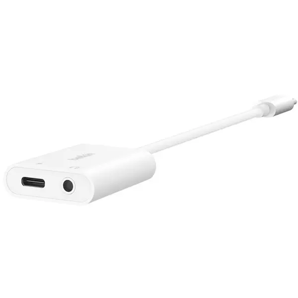 Belkin Belkin ROCKSTAR 3.5 mm audio + USB-C Charge Adapter - White