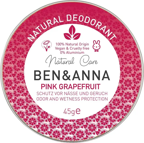 Ben & Anna Cremă deodoranta naturală Pink Grapefruit, 45 g