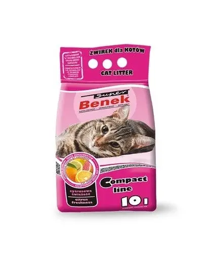 BENEK Super Compact Citrus Freshness nisip pentru litiera, miros citric 10 L x 2 (20 L)