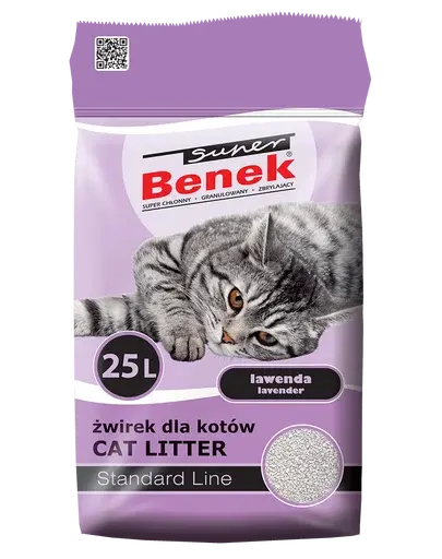 BENEK Super Standard Asternut din bentonita pentru litiera, cu lavanda 25 L x 2 (50 L)