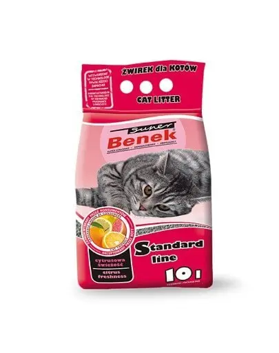 BENEK Super Standard Citrus Freshness nisip pentru litiera, miros citric 5 l x 2 (10 l)