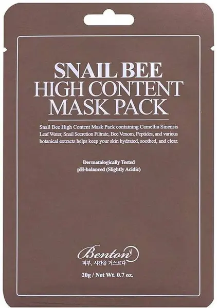 Benton Snail Bee Mască de față cu folie High Content, 20 g