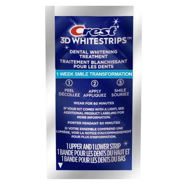 Benzi Albirea Dintilor, Crest, 3D White, 1 Week Smile Transformation, 10% Concentratie, Tratament 1 zi, 60 min, Nivel Albire 8,