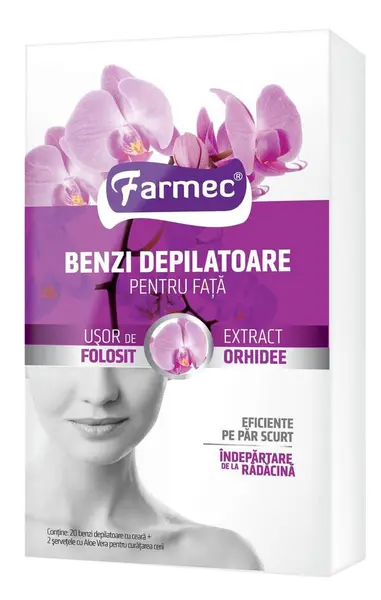 Benzi depilatoare pentru fata cu extract de orhidee, Farmec