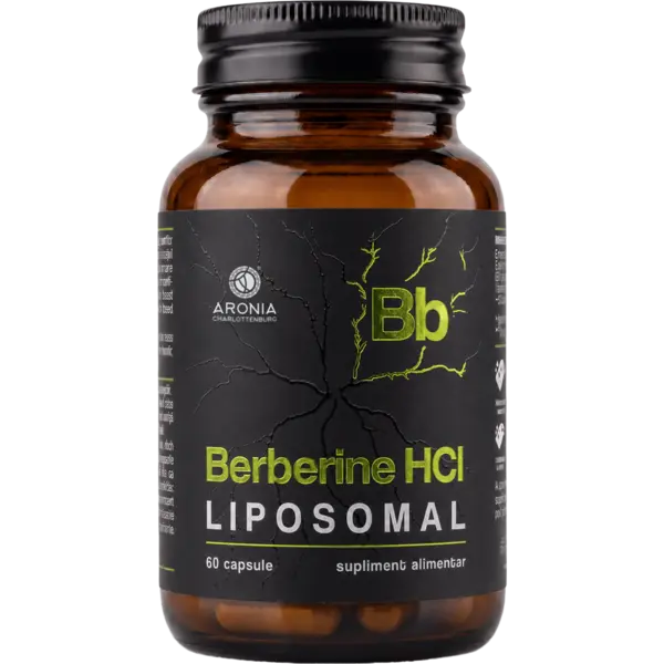 Berberine HCl Liposomal — 60 capsule cu Berberină în format lipozomal, pentru susținerea metabolismului, glicemiei normale și echilibrului alimentar