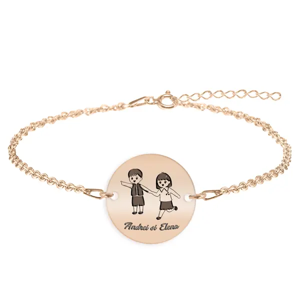 Best Friends - Bratara personalizata prieteni din argint 925 placat cu aur roz