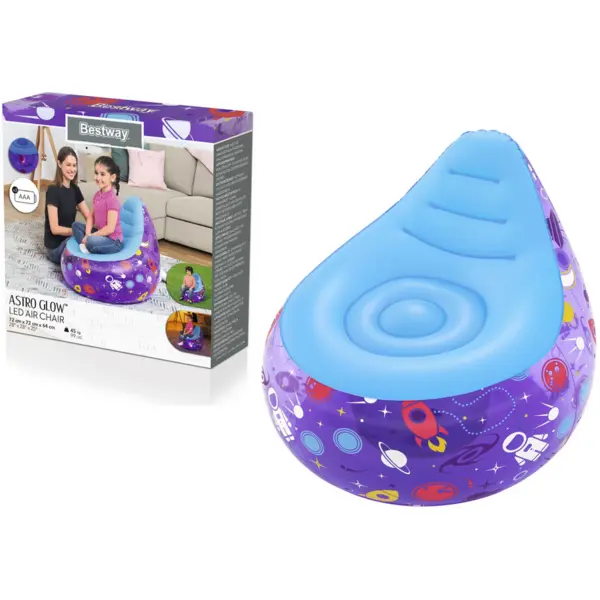 Bestway Fotoliu gonflabil pentru copii Bestway Astro Glow cu LED violet, 72x72x64cm