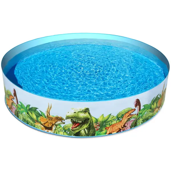 Bestway Piscina Bestway Dinosaur 55001, supraterana, rotunda, fara cadru, 244 x 46 cm, pentru copii