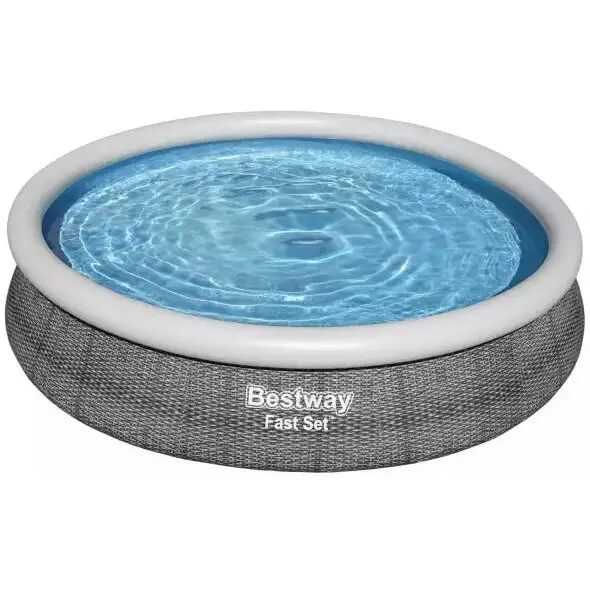 Bestway Piscina Bestway, Fast Pool Set, pompa cu filtru Flowclear, aspect ratan, 366 x 76 cm