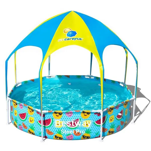 Bestway Piscina Bestway Steel Pro cu Acoperis UV Careful 40+ UPF, Albastra