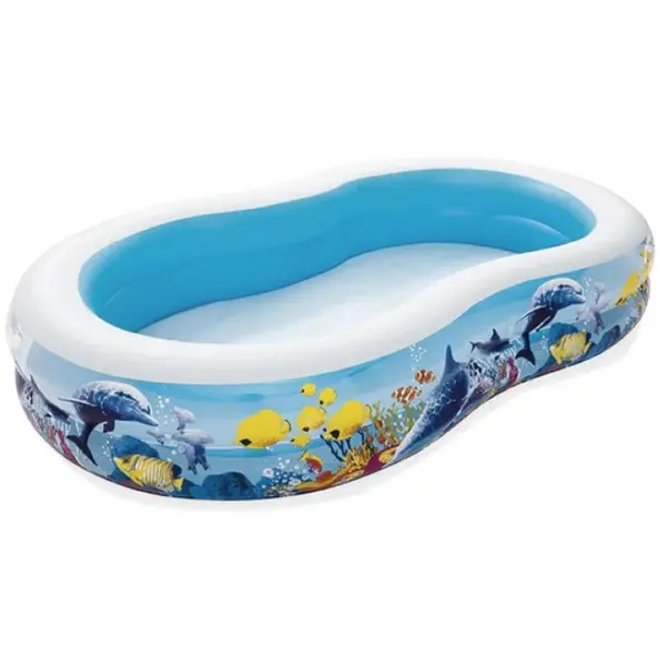 Bestway Piscina gonflabila BESTWAY Sea Adancimi albastre, 262x157x46cm pentru copii 3+, Patch de reparare