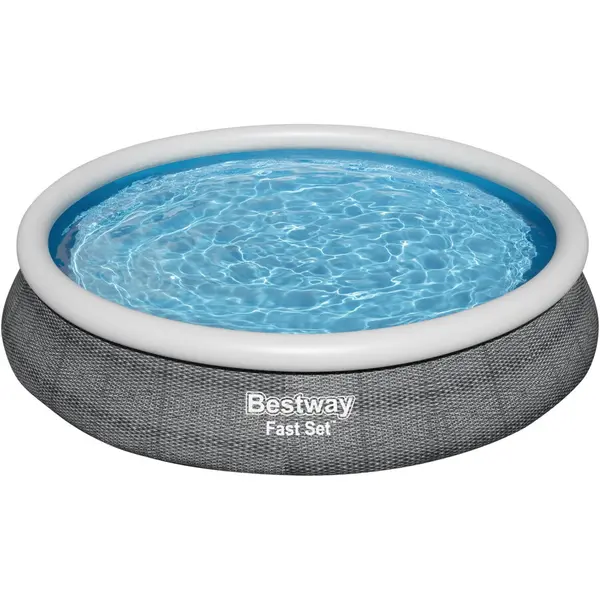 Bestway Piscina gonflabila cu pompa cu filtru inclusa Fast Bestway, diametru 457 cm, inaltime 84 cm, volum 9677 litri, debit pompa 2006 l/h, gri