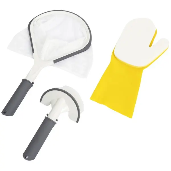 Bestway Set de curatare a piscinei 3in1 Lay-Z-Spa BESTWAY, plasa, perie si o manusa pentru curatare