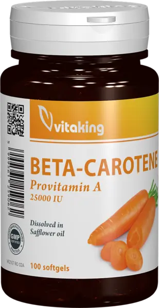 Beta-caroten natural 25000UI, 100 capsule gelatinoase, Vitaking