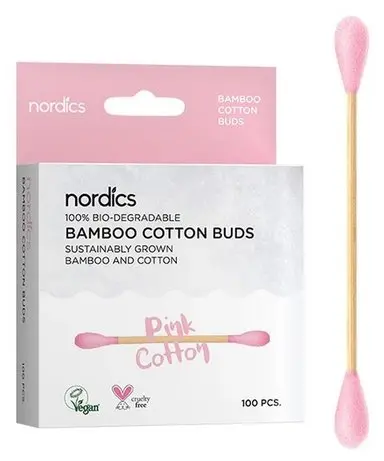 Betisoare din bumbac si bambus 100buc roz