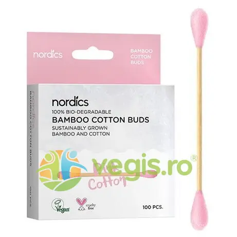 Betisoare Roz din Bumbac si Bambus 100buc