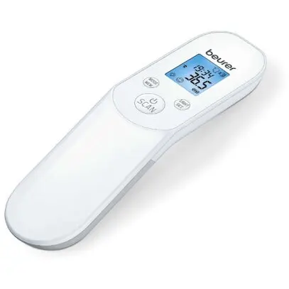 BEURER Termometru digital fara contact, Beurer, Pentru frunte, Oprire automata, Memorie 60 citiri, Cu alarma, Alb
