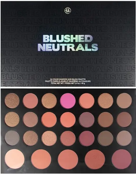 BH Cosmetics - Paletă de farduri și blush Neutral Blushed, 26 culori